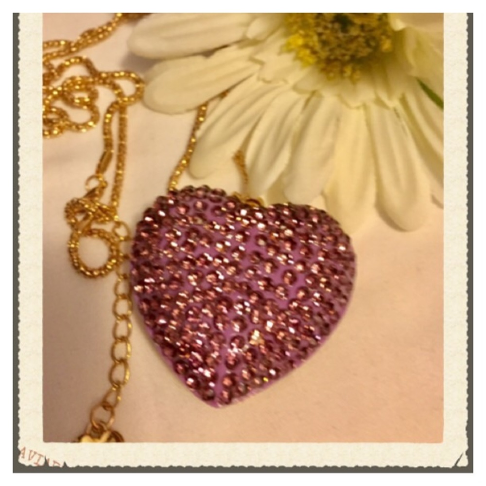 🆕 Shiny Rhinestones Purple Love Heart Pendant - Picture 3 of 4